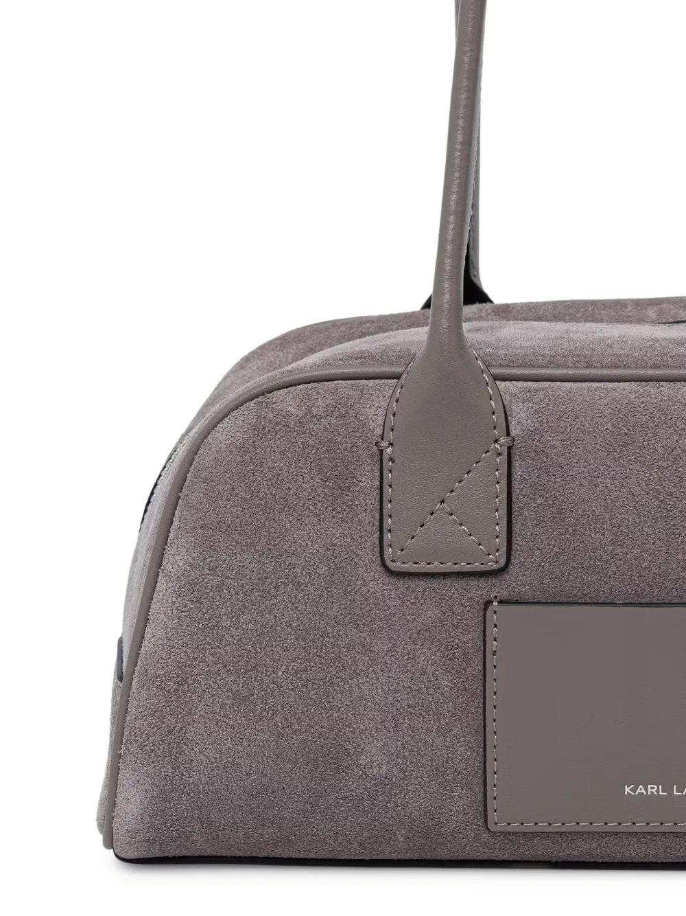 Karl Lagerfeld Suède schoudertas met geperforeerd logo Grijs