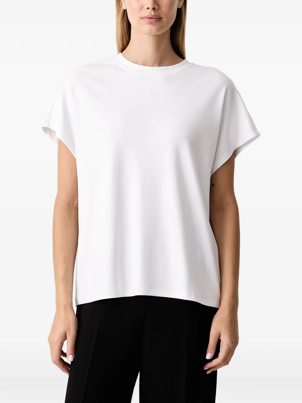 Karl Lagerfeld logo-embroidered cap-sleeve T-shirt - Bianco