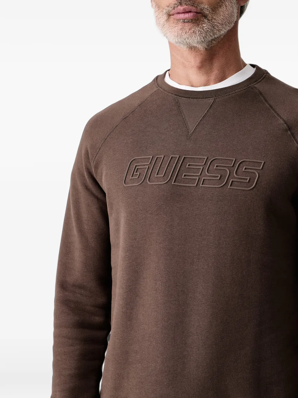 GUESS USA logo-embossed raglan-sleeve sweater Bruin
