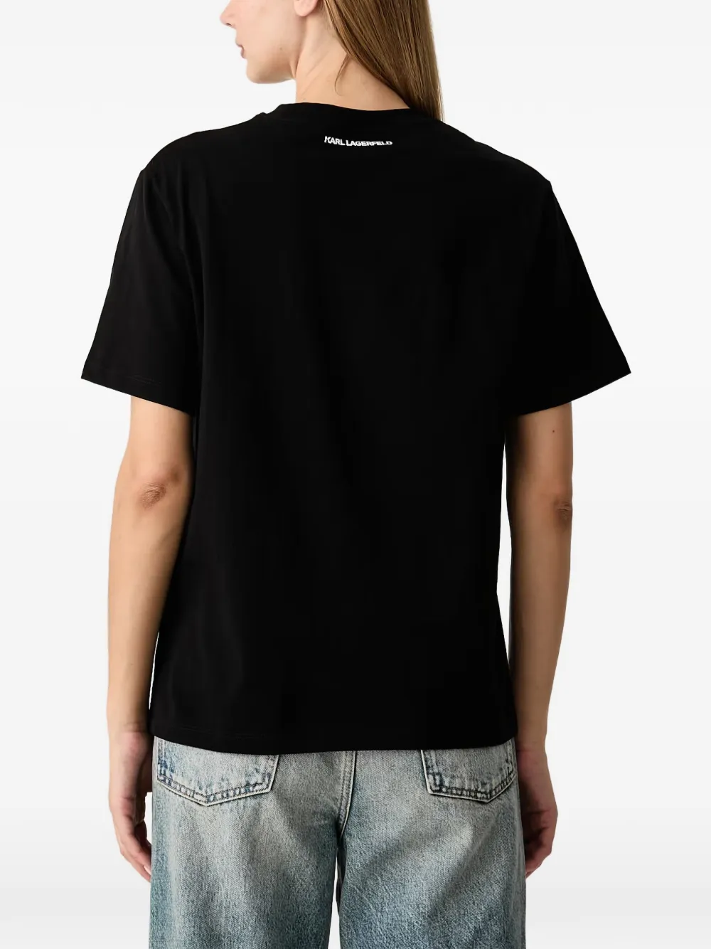 Karl Lagerfeld T-shirt verfraaid met stras Zwart