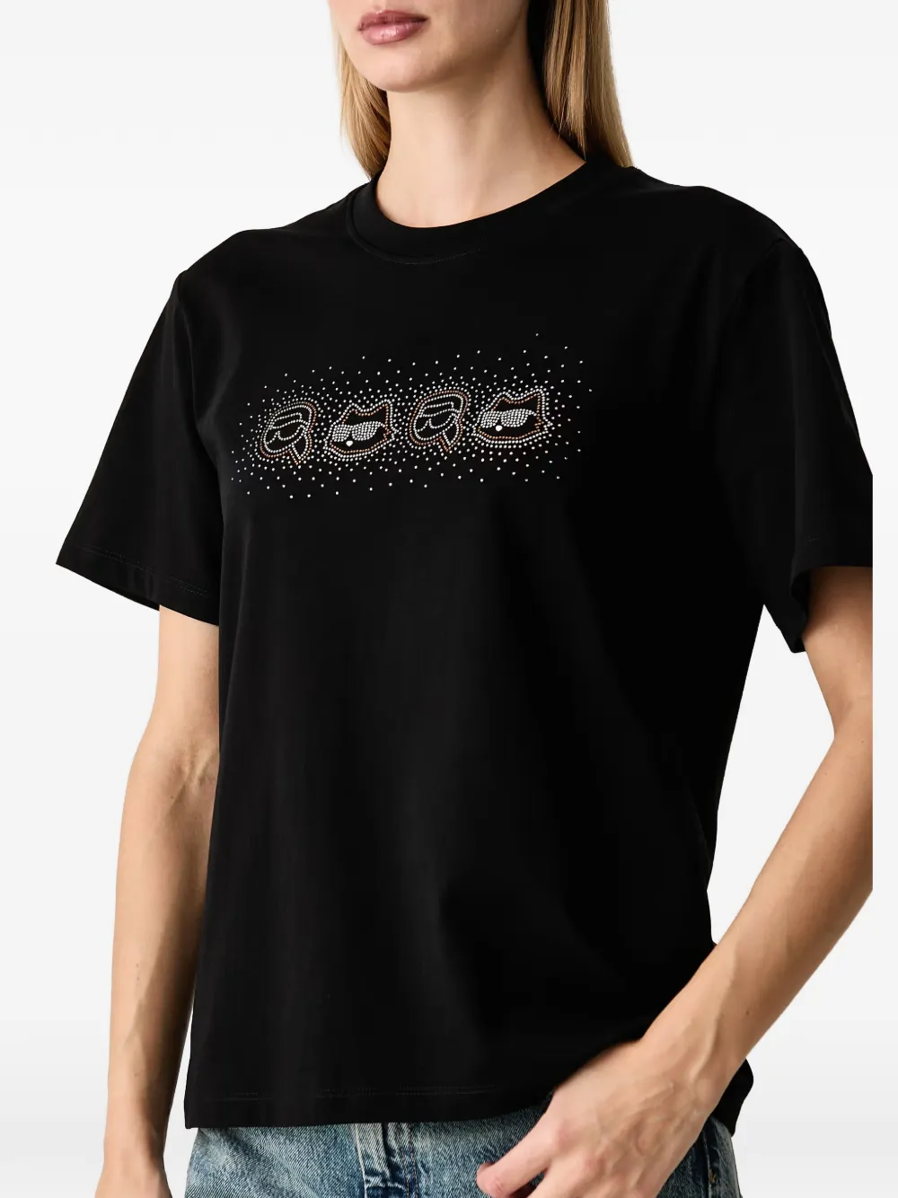 Karl Lagerfeld T-shirt verfraaid met stras Zwart