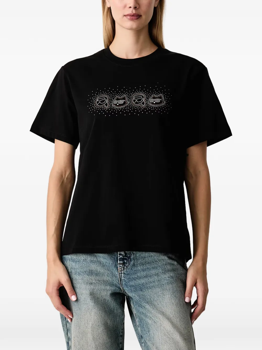 Karl Lagerfeld rhinestone-embellished T-shirt - Nero