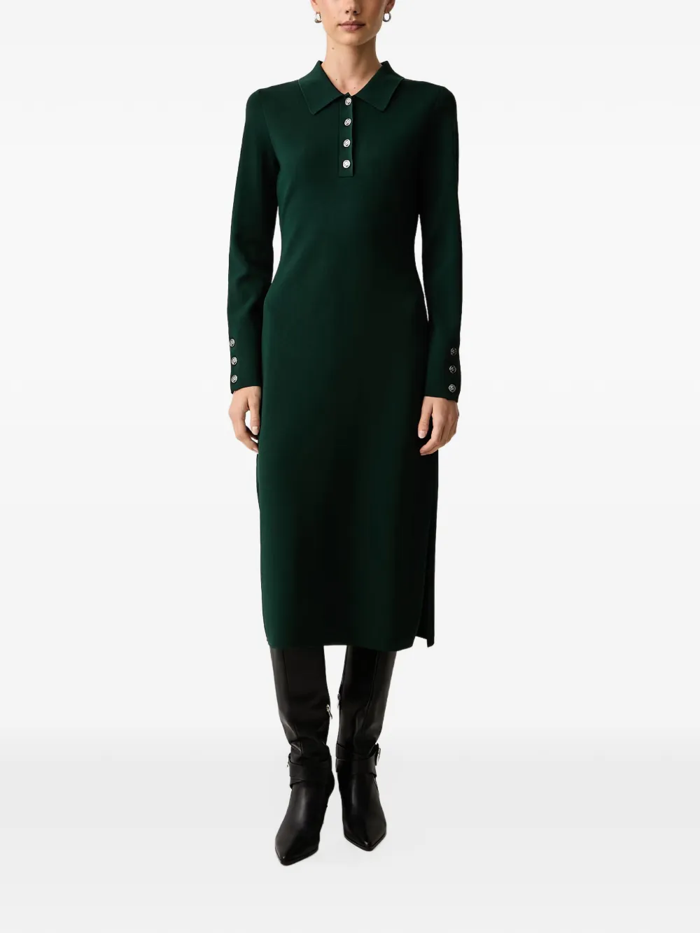 Karl Lagerfeld logo-button polo midi dress - Verde