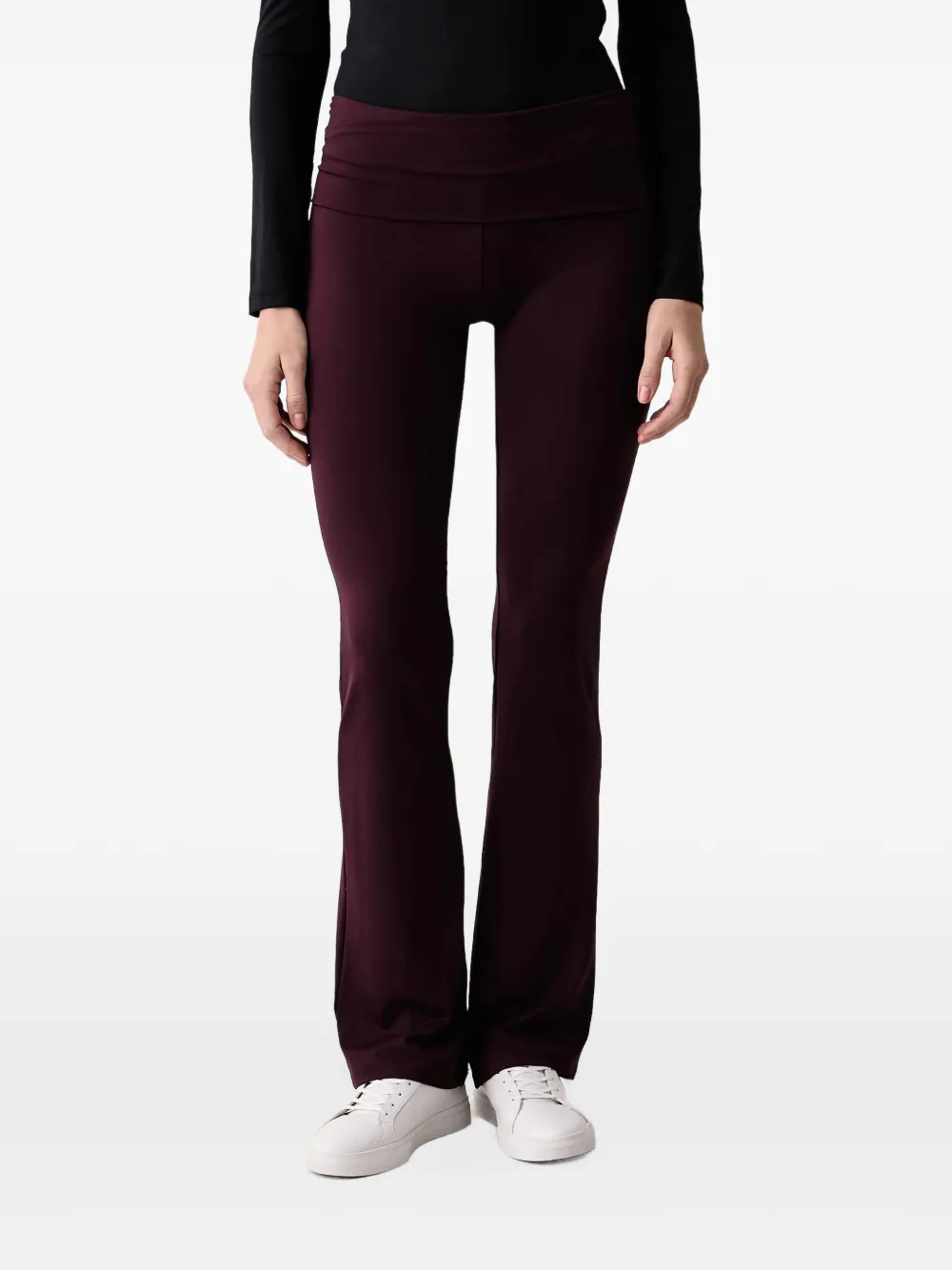 GUESS USA Lotus rhinestone-logo flared leggings - Rosso