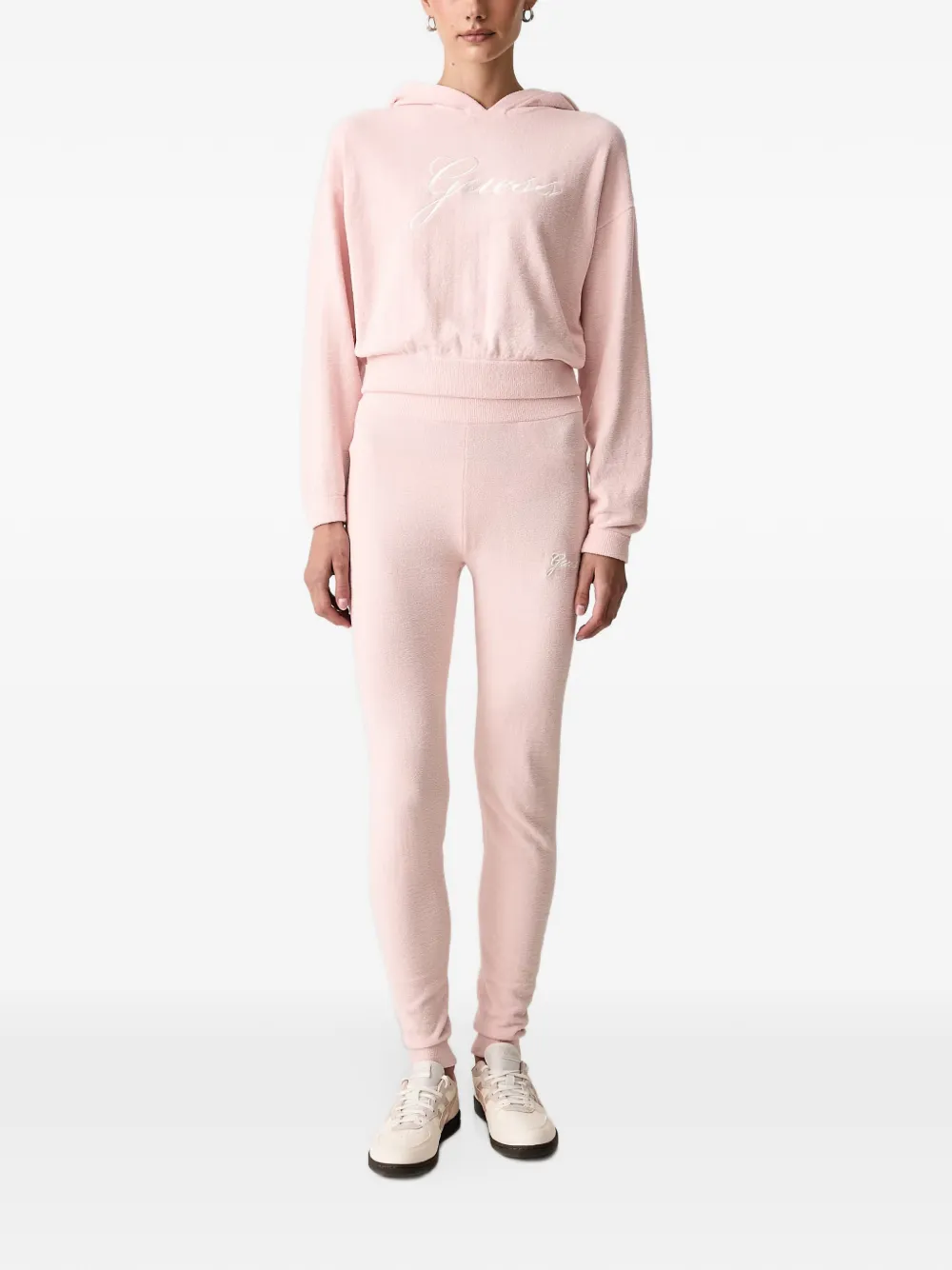 GUESS USA Aria cropped hoodie met geborduurd logo Roze