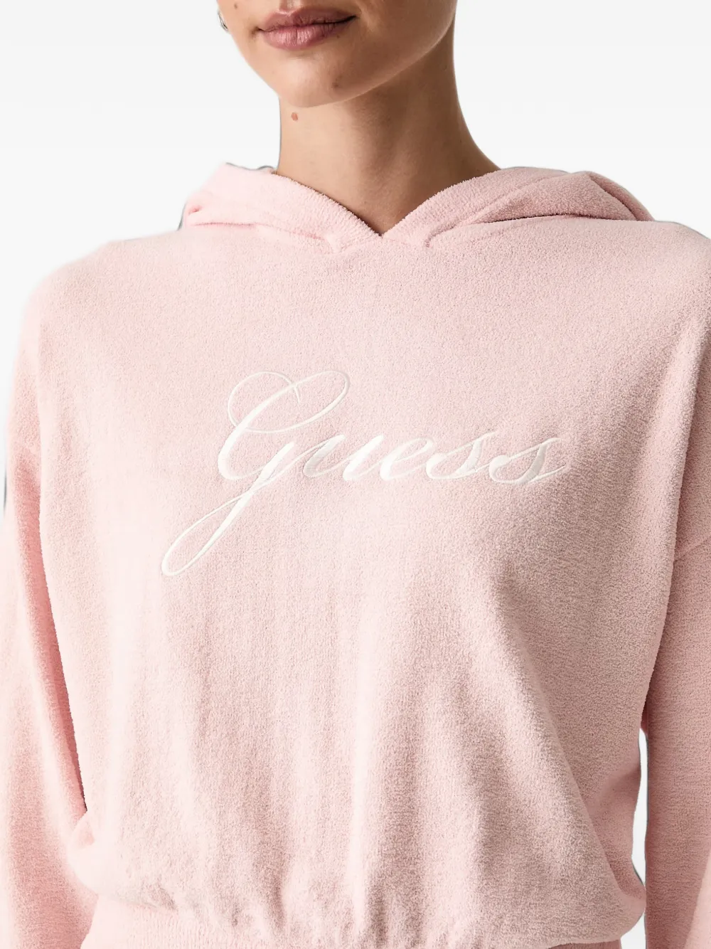 GUESS USA Aria cropped hoodie met geborduurd logo Roze