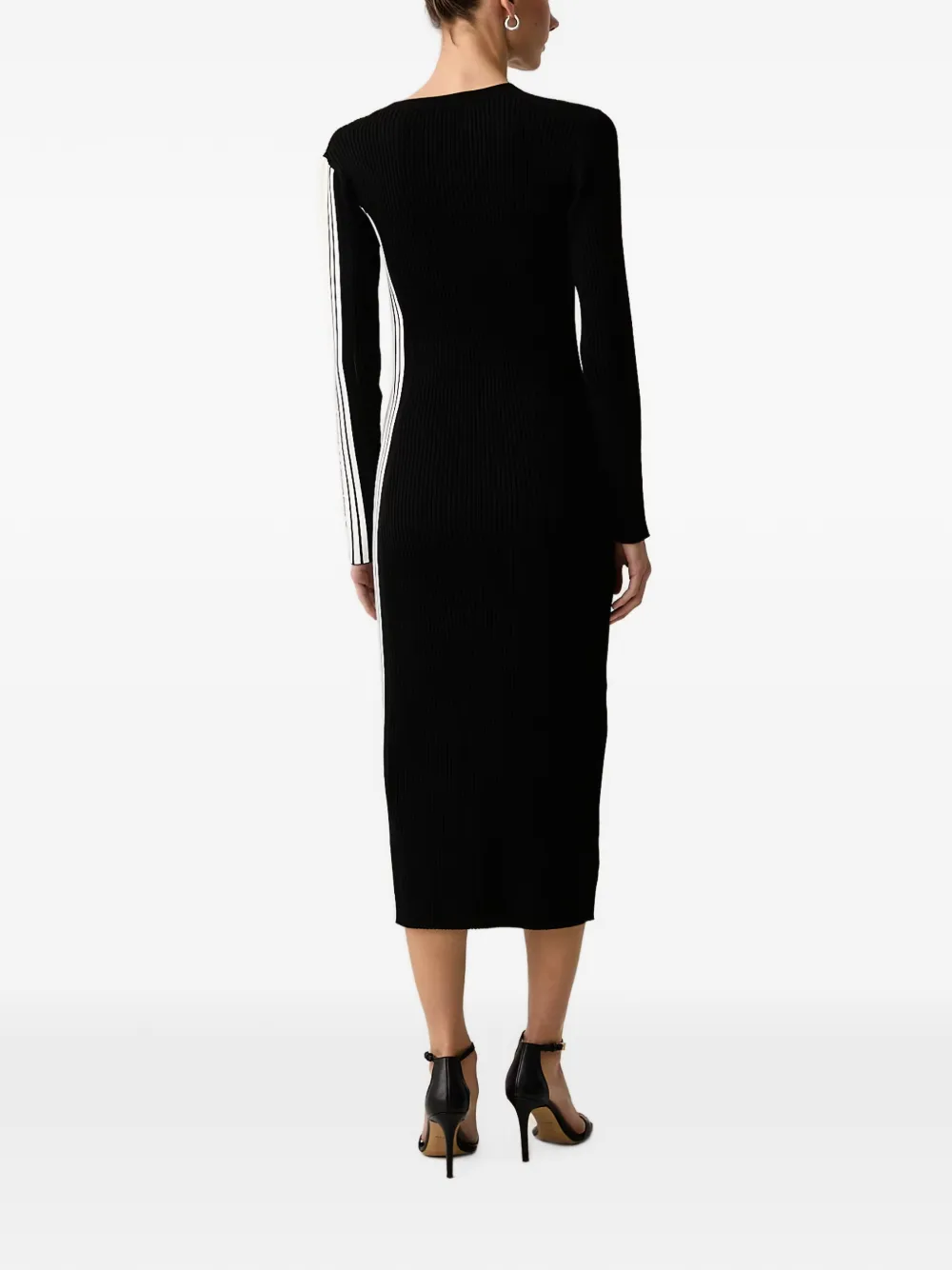 Karl Lagerfeld Ribgebreide midi-jurk met logoband Zwart