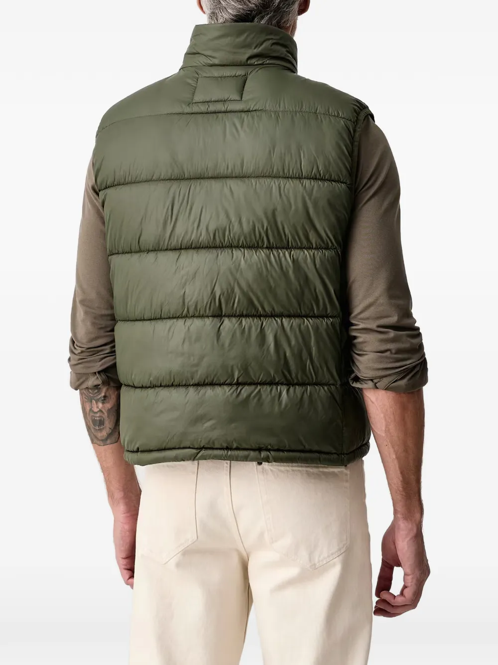 Karl Lagerfeld quilted logo-patch gilet Groen