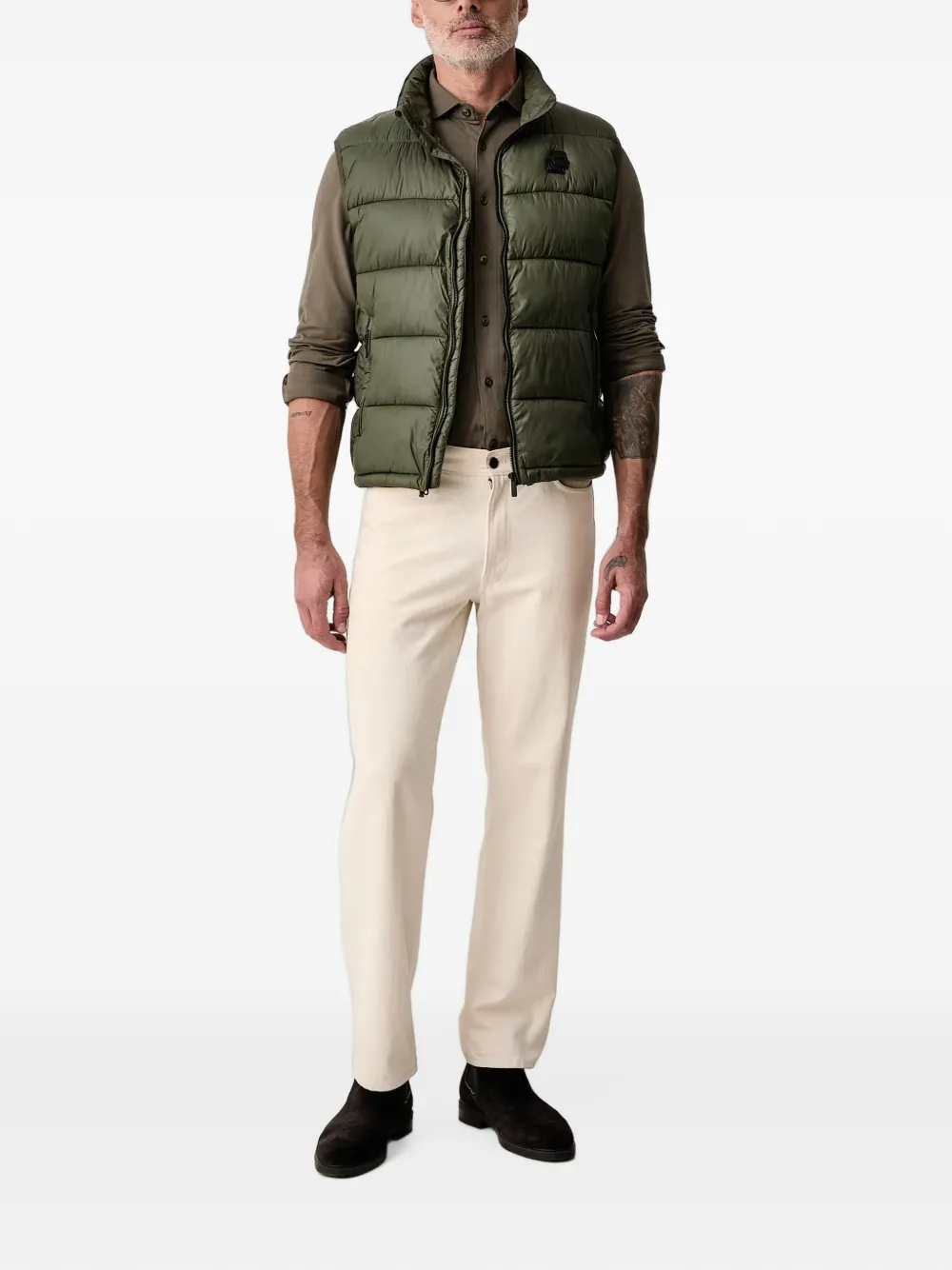 Karl Lagerfeld quilted logo-patch gilet Groen