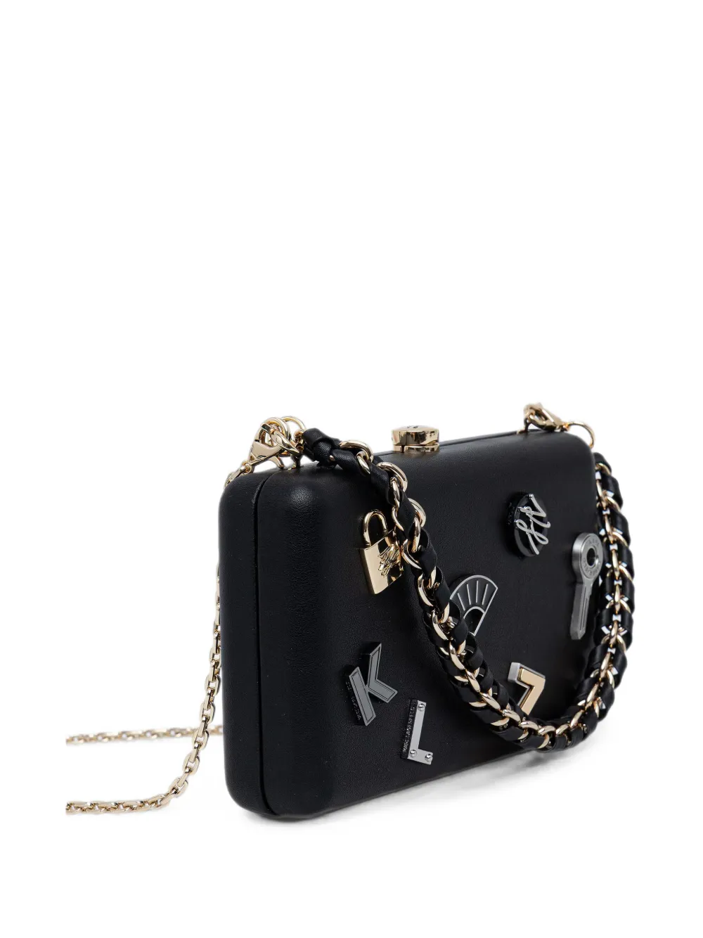 Karl Lagerfeld Clutch verfraaid met bedel en schakelketting Zwart