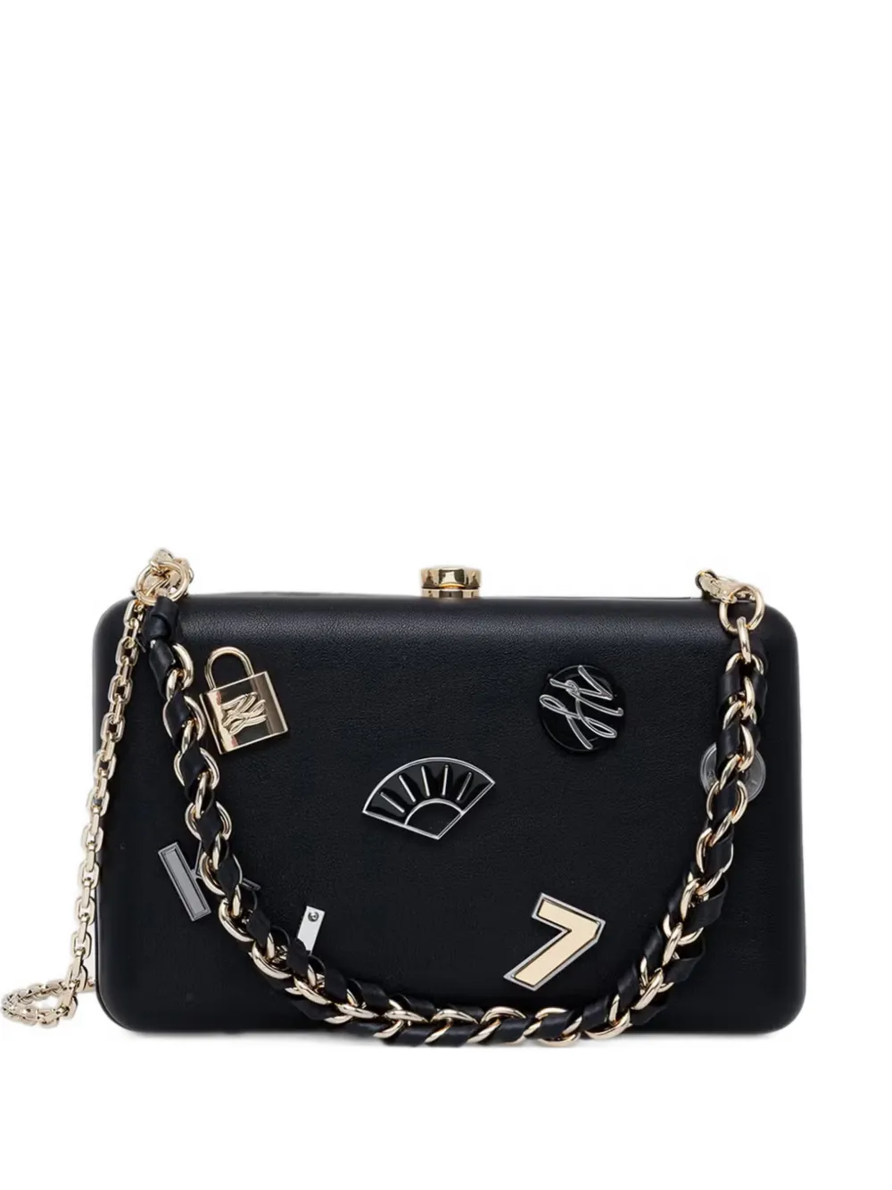 Karl Lagerfeld charm-embellished chain-link clutch bag - Noir Karl Lagerfeld charm-embellished chain-link clutch bag - Noir