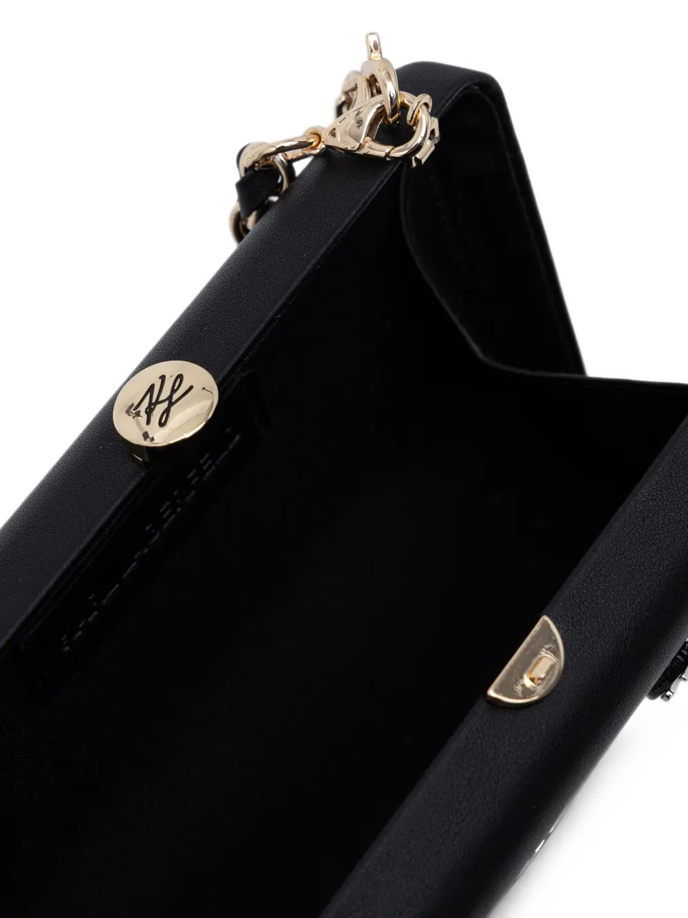 Karl Lagerfeld Clutch verfraaid met bedel en schakelketting Zwart