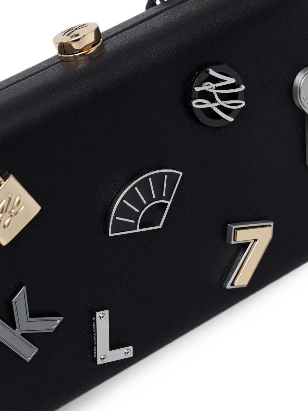 Karl Lagerfeld Clutch verfraaid met bedel en schakelketting Zwart