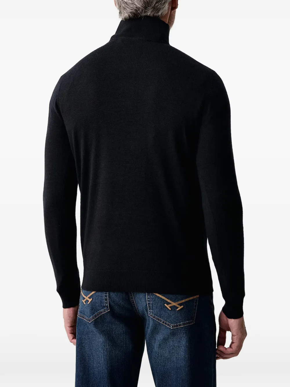 Karl Lagerfeld quarter-zip logo-embroidered sweater Blauw