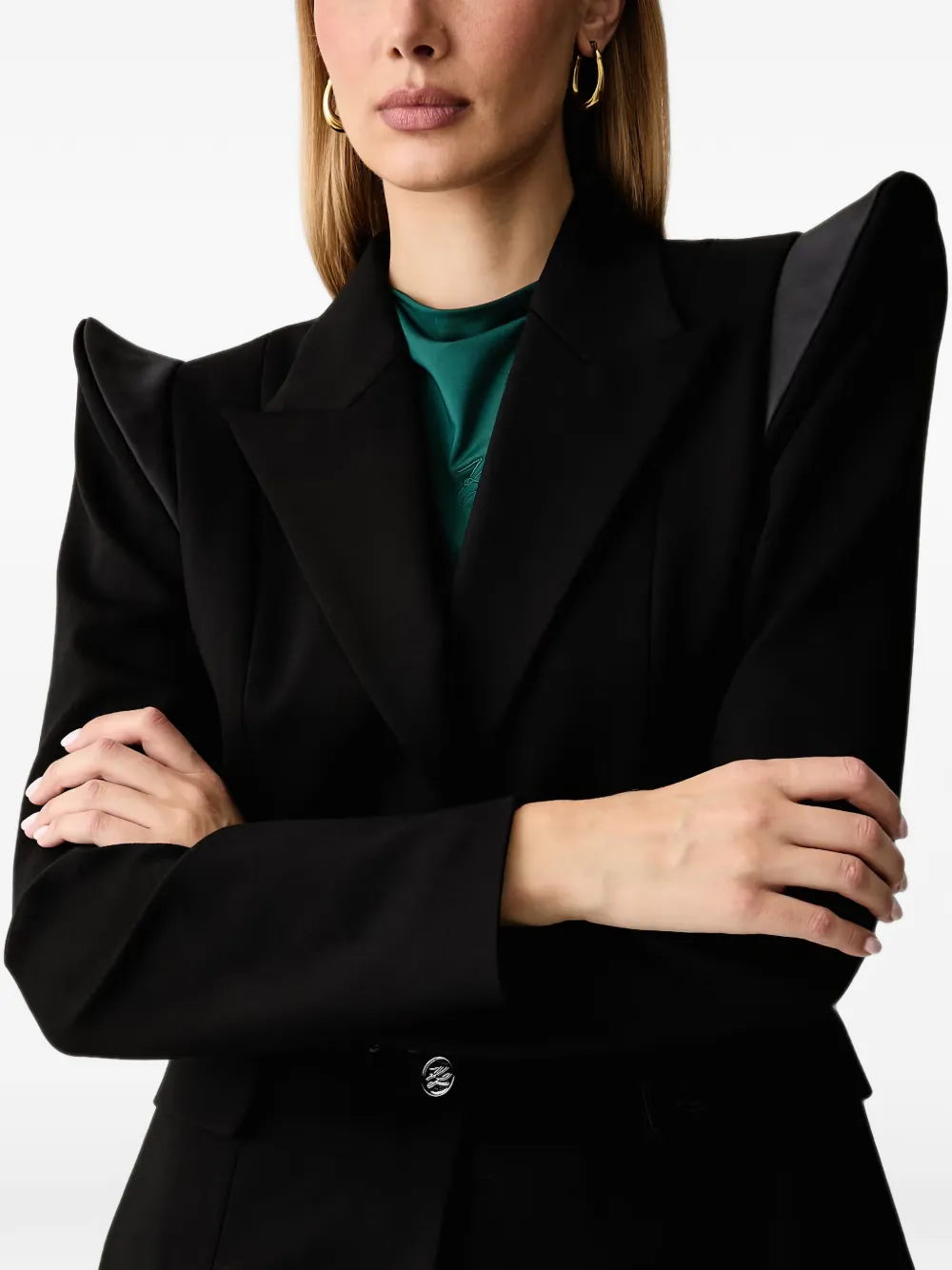 Karl Lagerfeld Blazer met gestructureerde schouders Zwart
