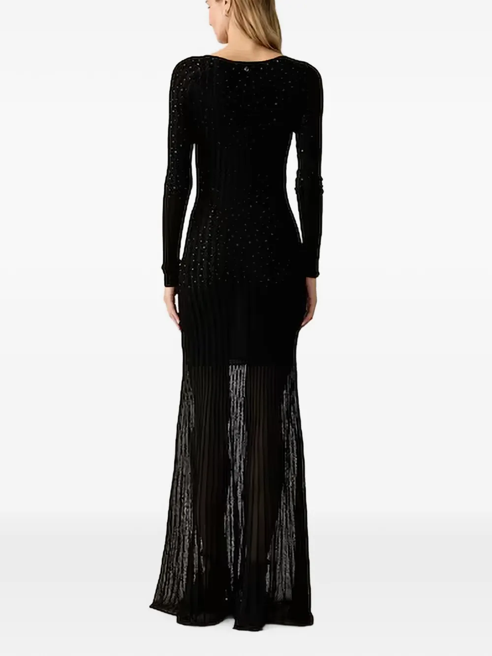 GUESS USA Geribbelde maxi-jurk verfraaid met stras Zwart
