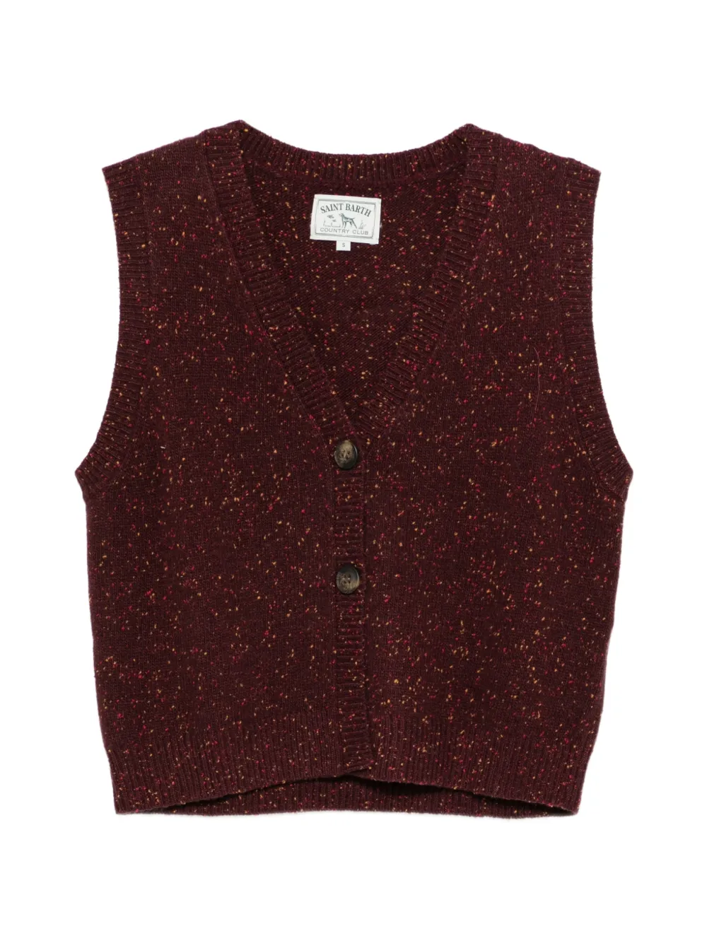 MC2 Saint Barth Carette Donegal mouwloos vest met V-hals en spikkels Rood