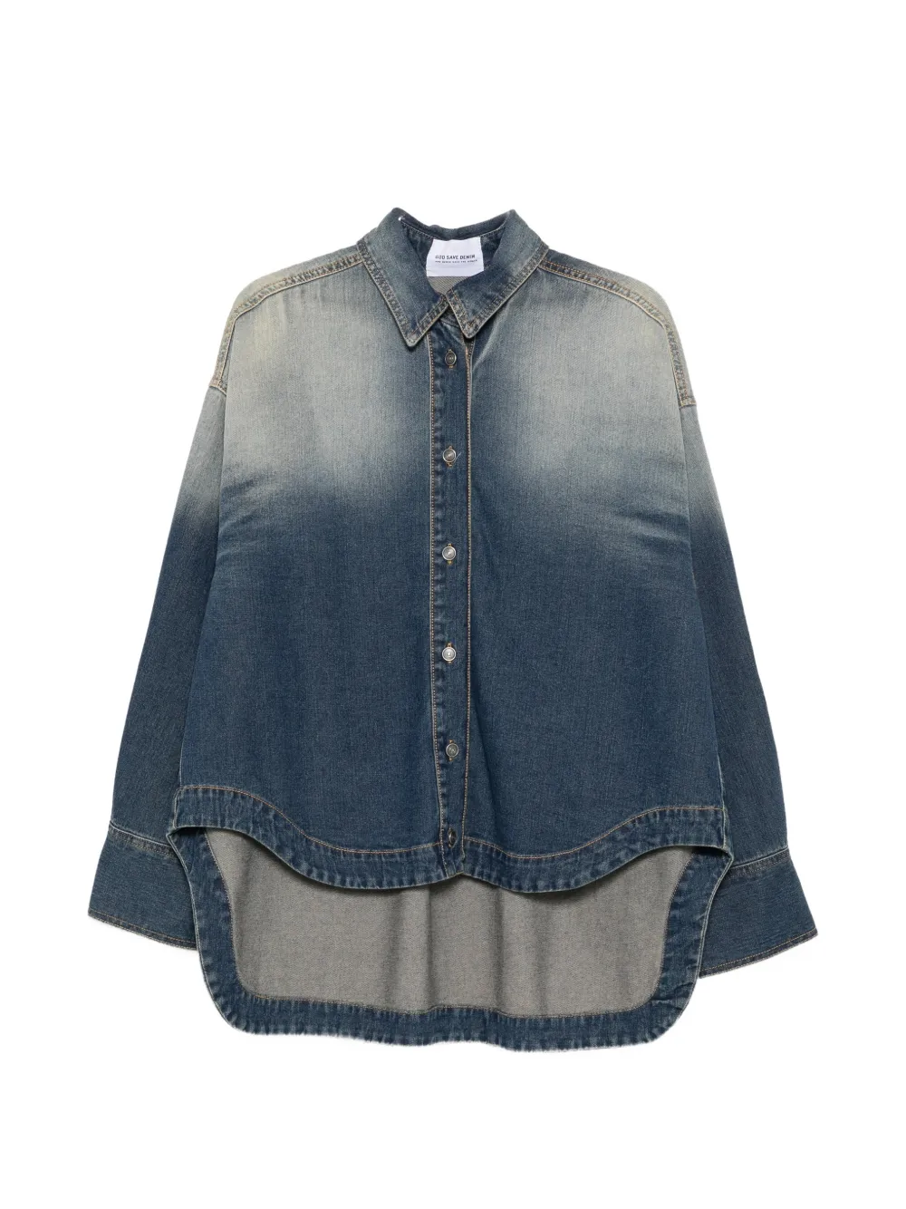 GOD SAVE DENIM Cassandra-5 faded-effect denim shirt - Blu