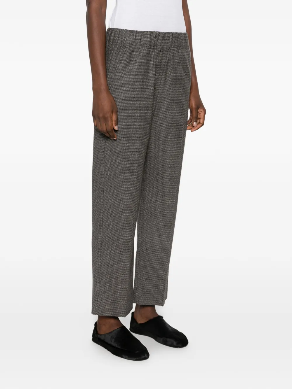 Weekend Max Mara micro-check elasticated-waist straight trousers Bruin