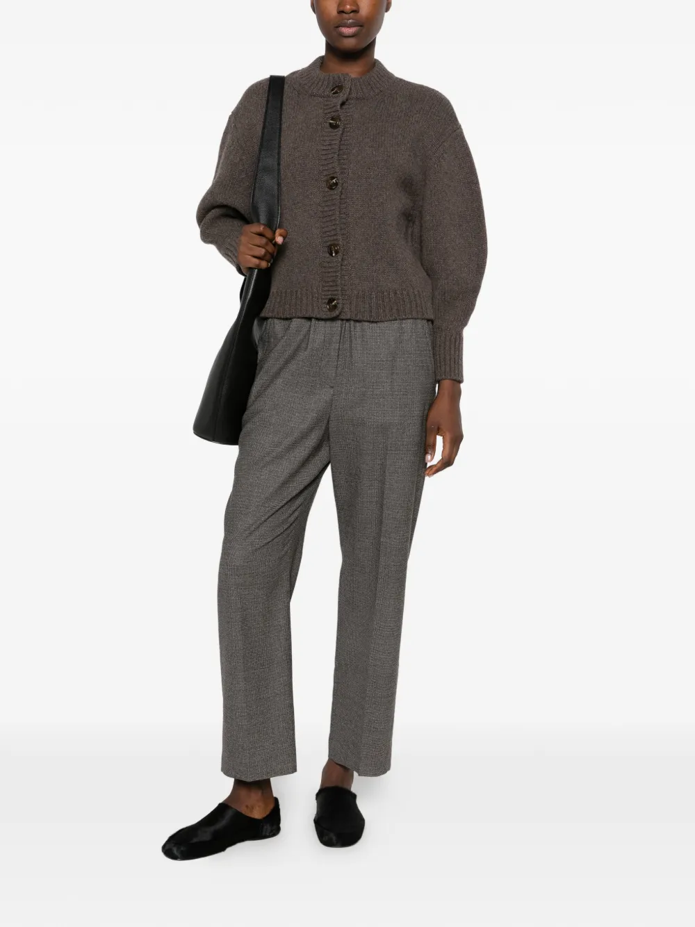 Weekend Max Mara micro-check elasticated-waist straight trousers Bruin