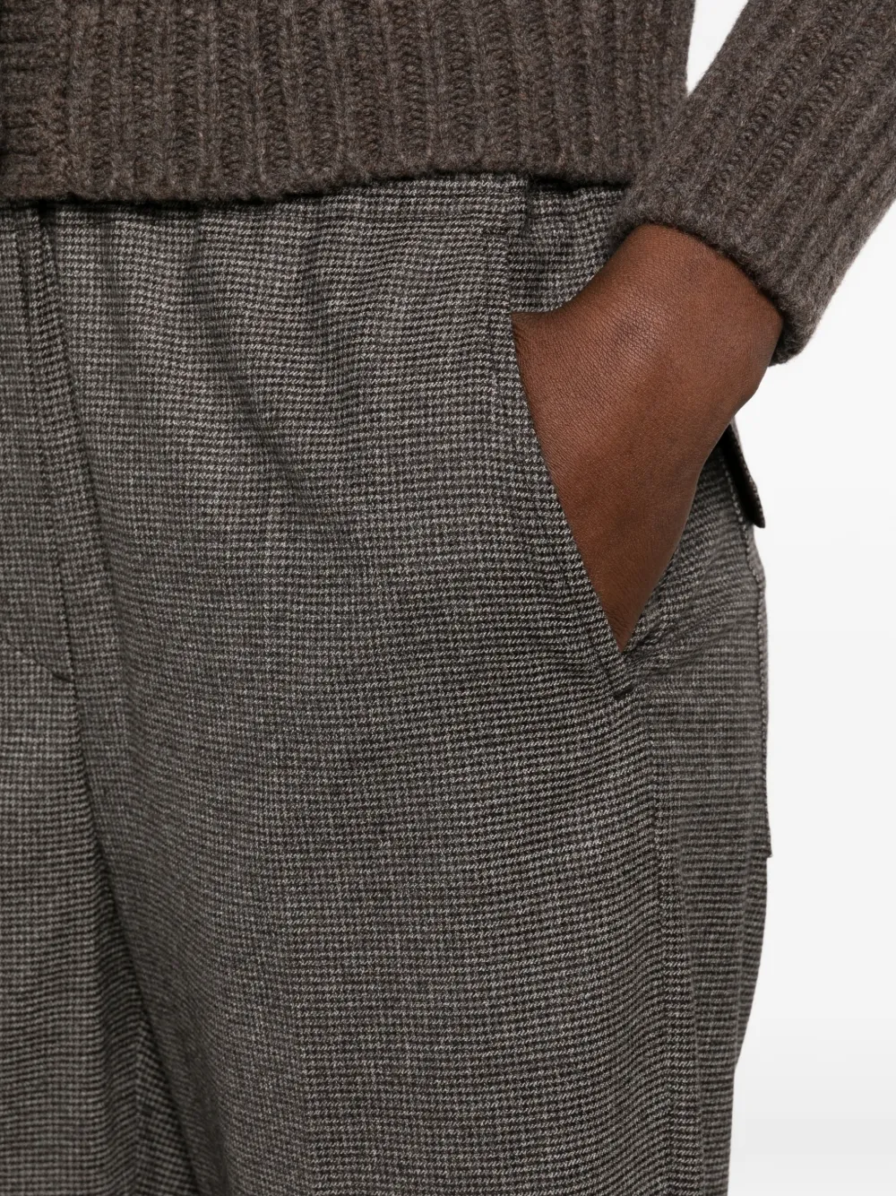 Weekend Max Mara micro-check elasticated-waist straight trousers Bruin