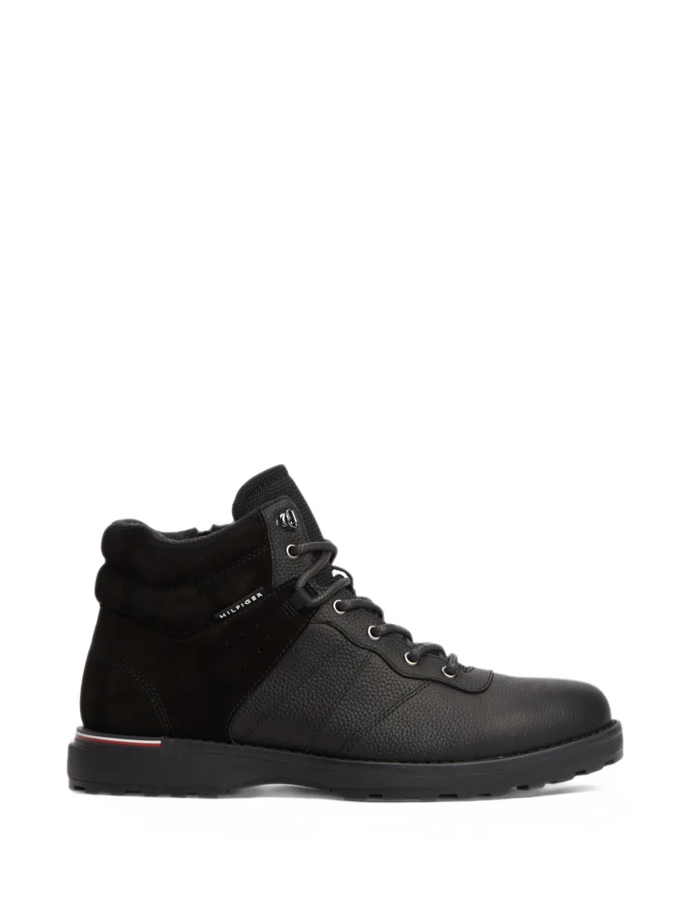 Tommy Hilfiger Grainy-leather Panelled Boots In Black