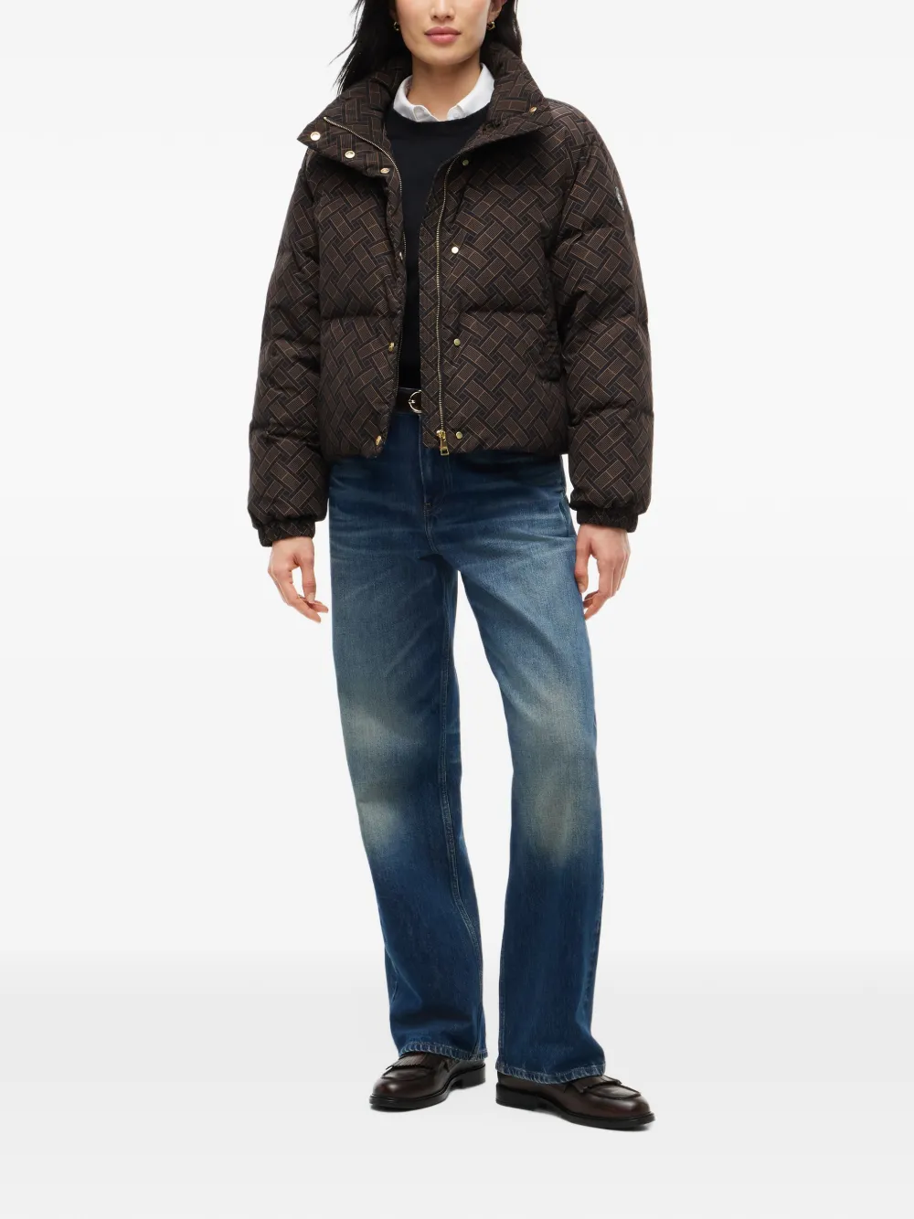 Tommy Hilfiger Donsjack met monogramprint Bruin