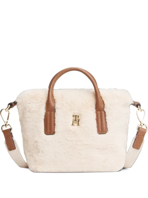 Tommy Hilfiger Bolsa tote com pelos e placa de logo