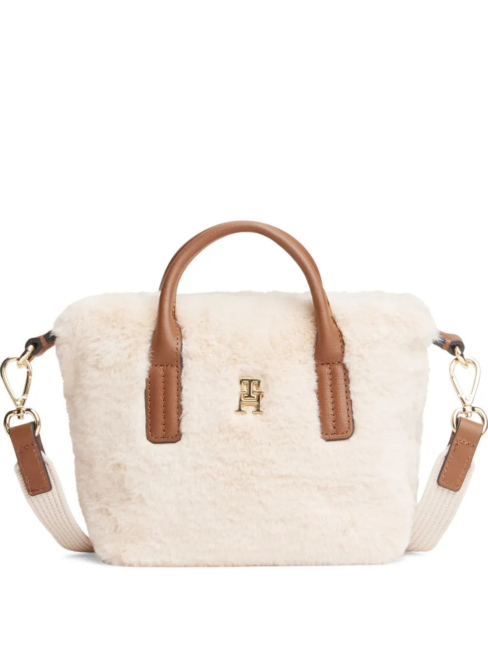 Tommy Hilfiger Shopper met logoplakkaat Beige
