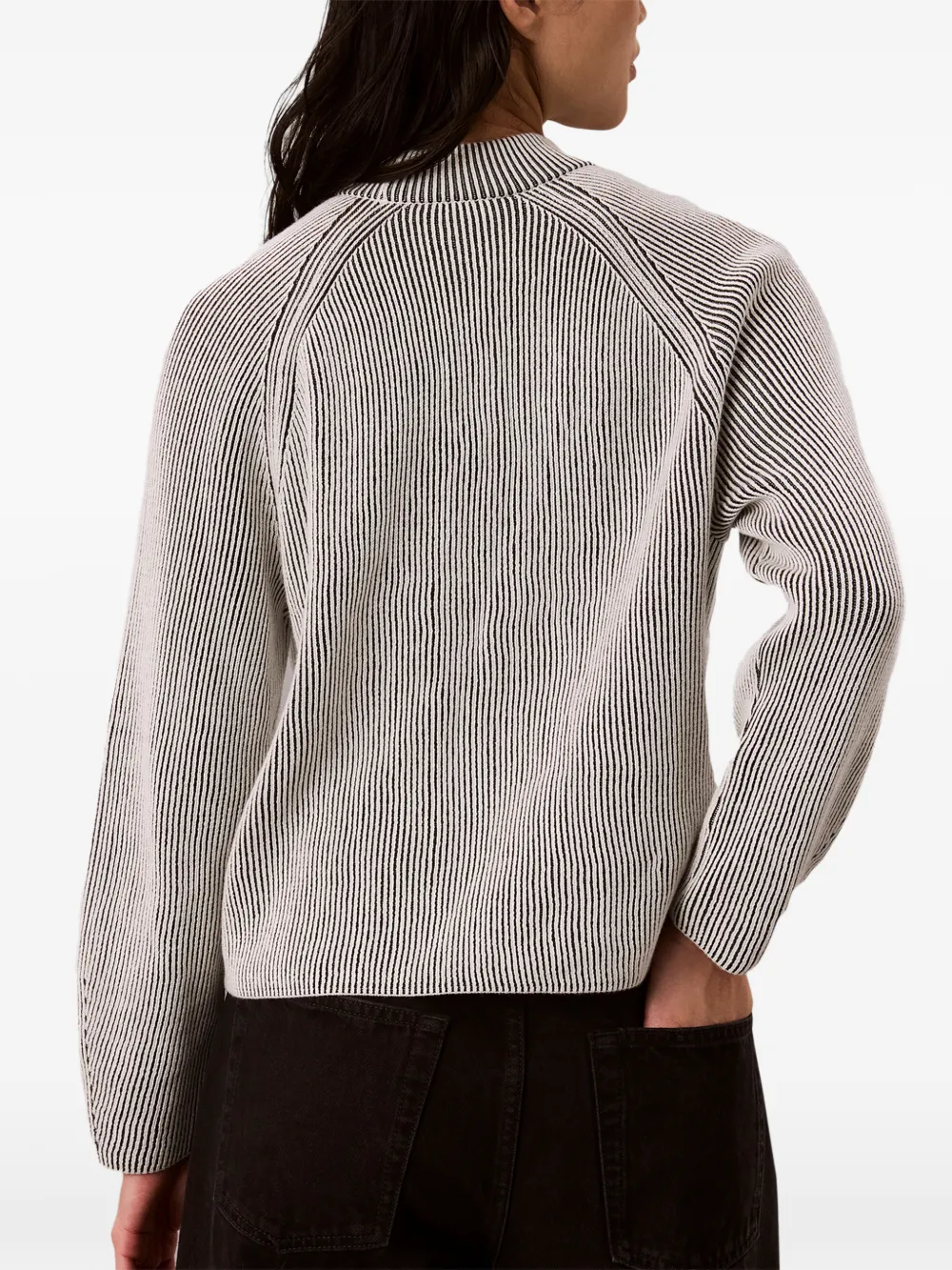 Calvin Klein Trui met logo-intarsia en raglan mouwen Zwart