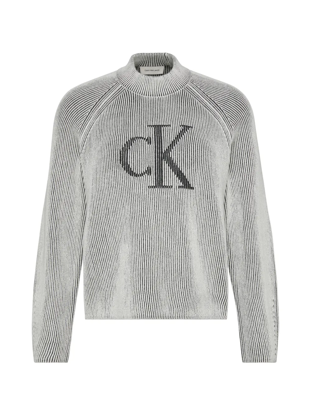 Calvin Klein logo-intarsia raglan-sleeve sweater - Nero