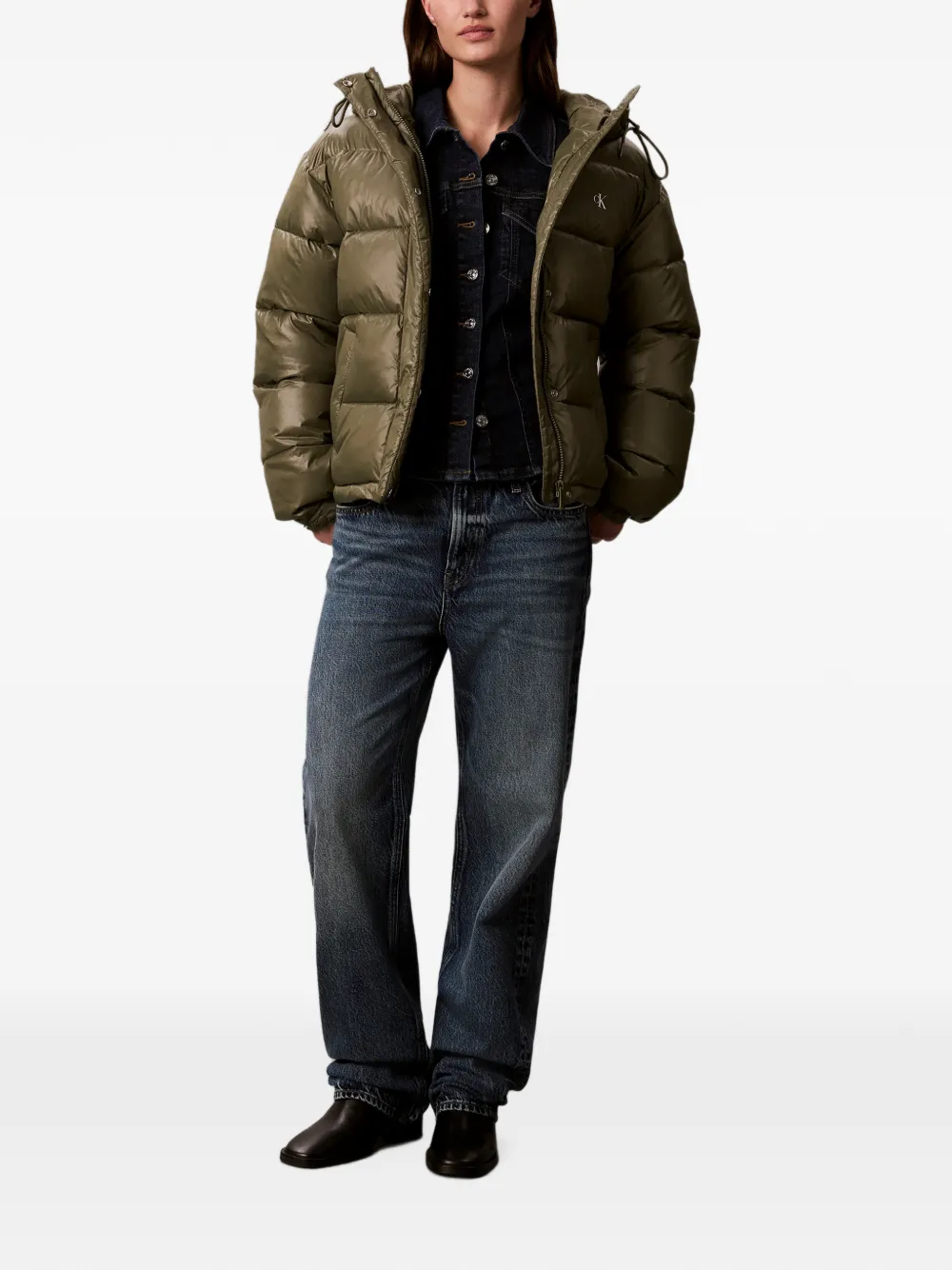 Calvin Klein Gewatteerd donsjack met capuchon Groen