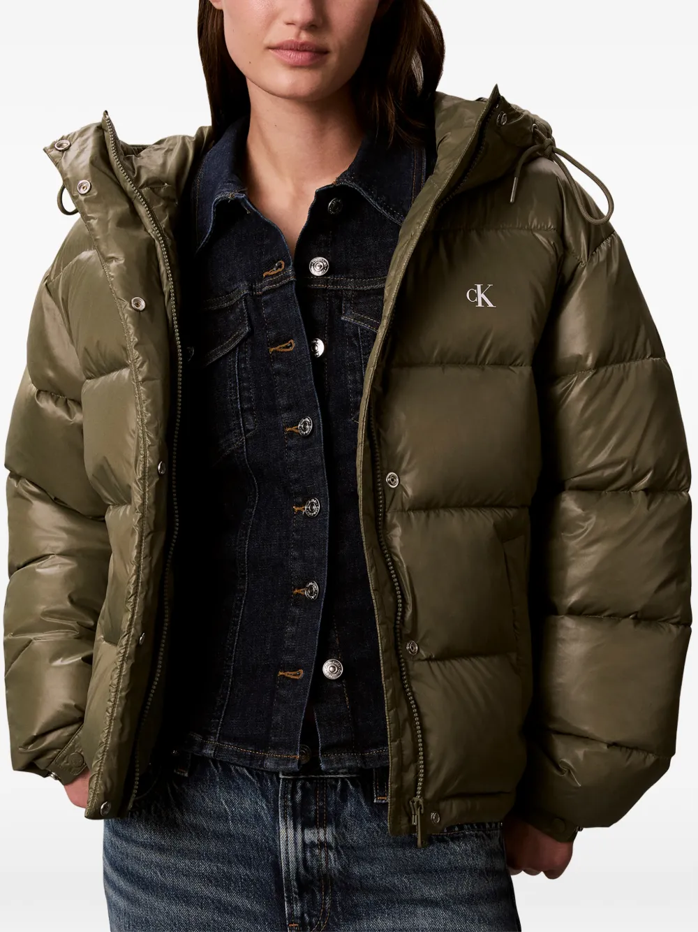 Calvin Klein Gewatteerd donsjack met capuchon Groen