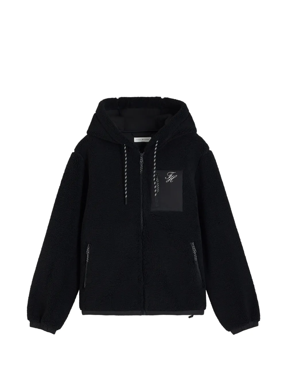 Tommy Hilfiger logo-embroidered fleece jacket - Schwarz