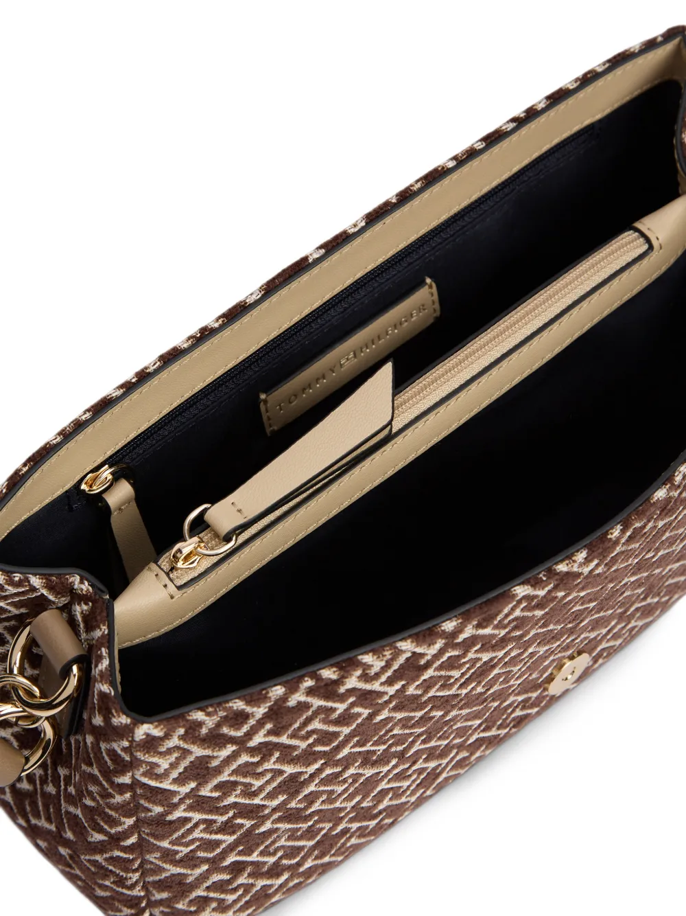 Tommy Hilfiger Schoudertas met monogram-print Bruin