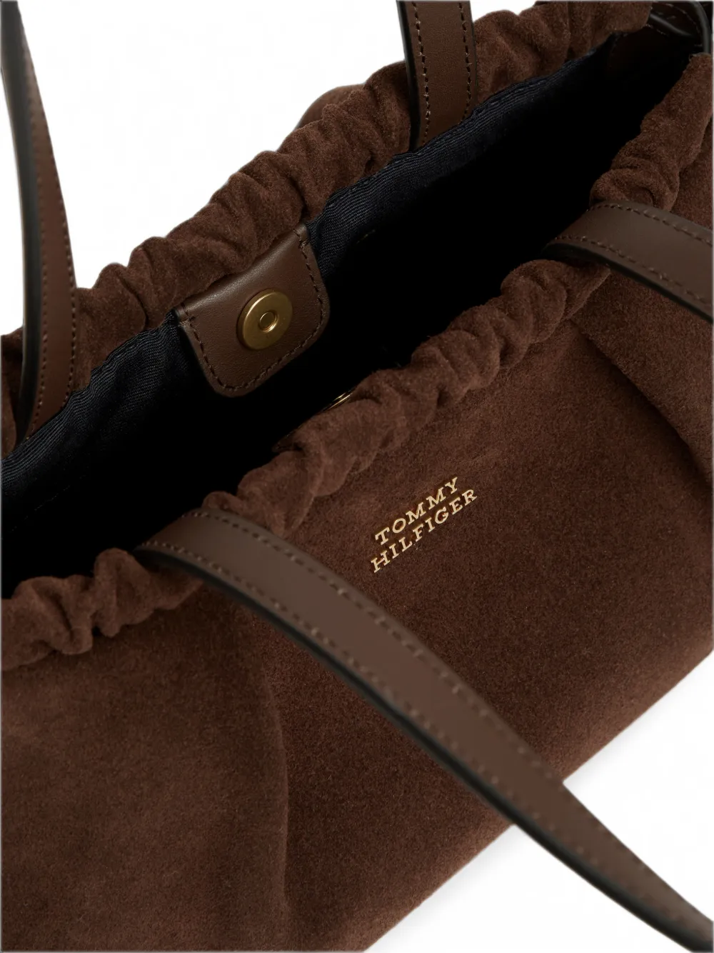 Tommy Hilfiger ruched suede shoulder bag Bruin