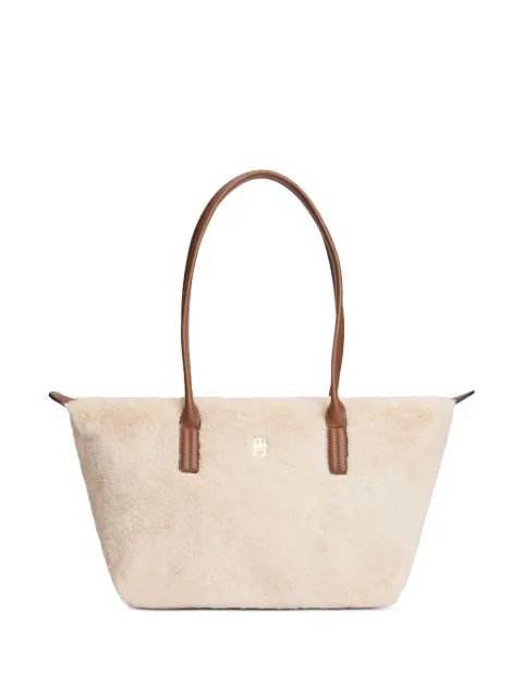 Tommy Hilfiger faux-fur logo-plaque tote bag