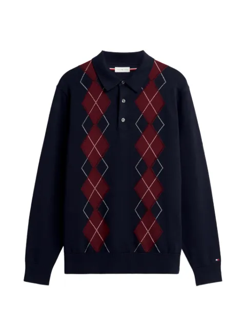 Tommy Hilfiger argyle-pattern polo sweater