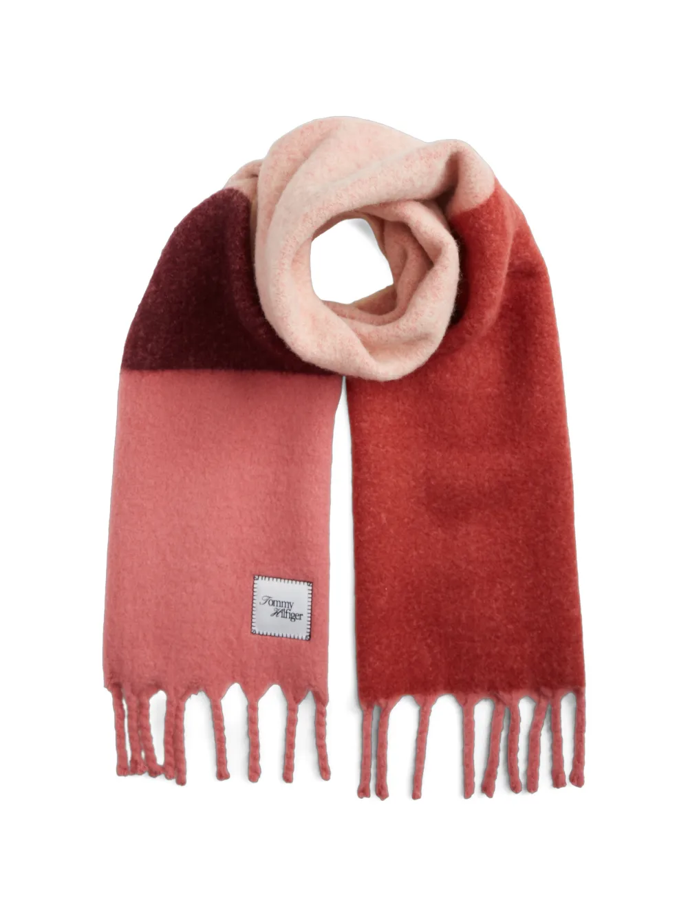 Tommy Hilfiger fringed colour-block scarf - Rosa