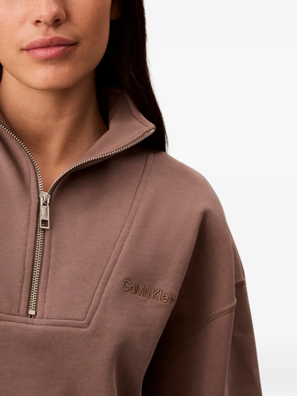 Calvin Klein Sweater met geborduurd logo Bruin