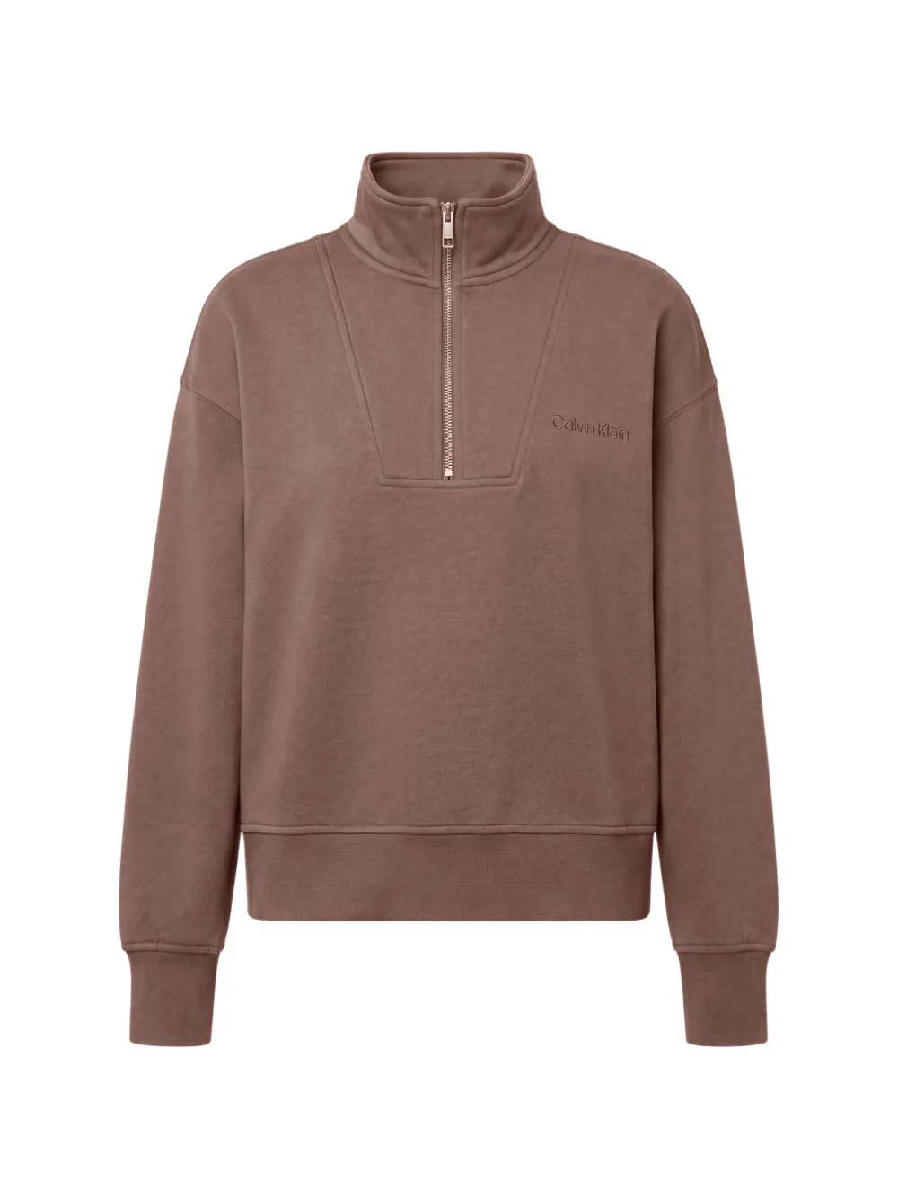 Calvin Klein quarter-zip logo-embroidered sweatshirt - Braun