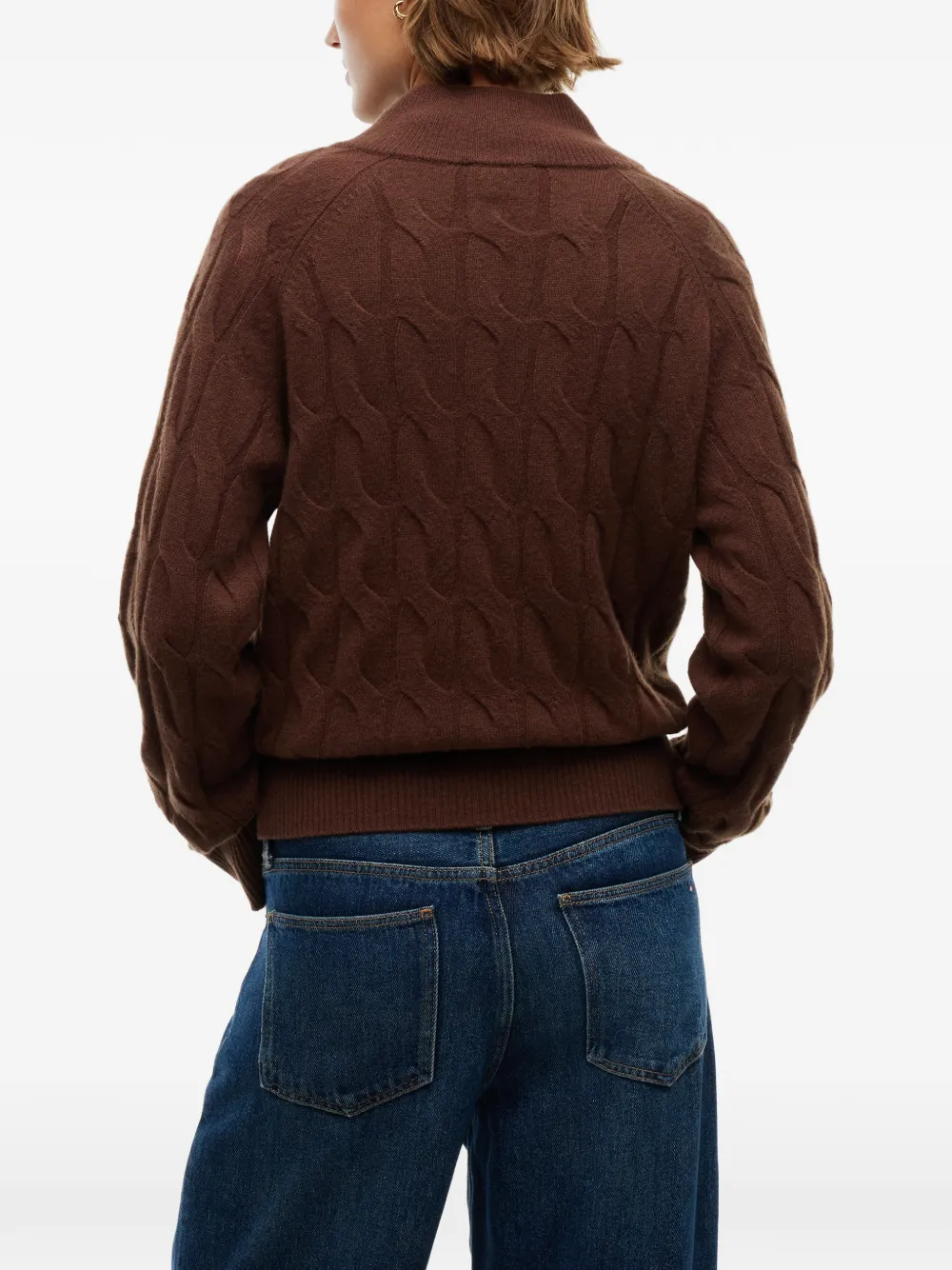Tommy Hilfiger Kabelgebreide trui met knopen Bruin