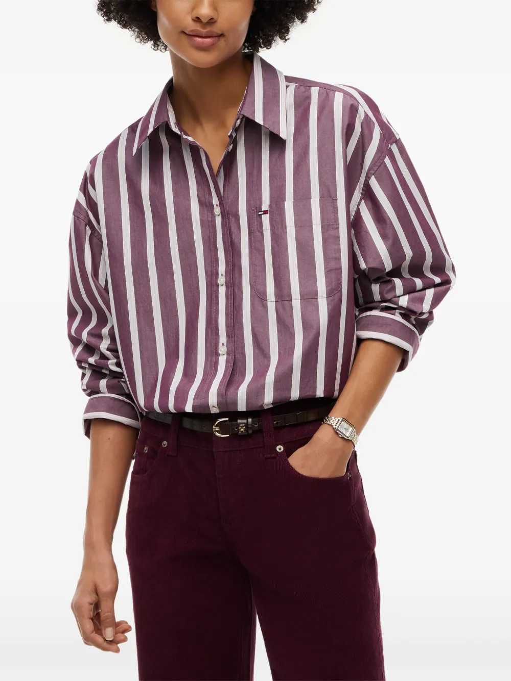 Tommy Hilfiger Gestreept katoenen overhemd Paars