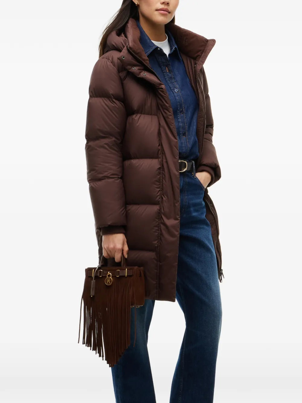 Tommy Hilfiger Donsjas met capuchon Bruin