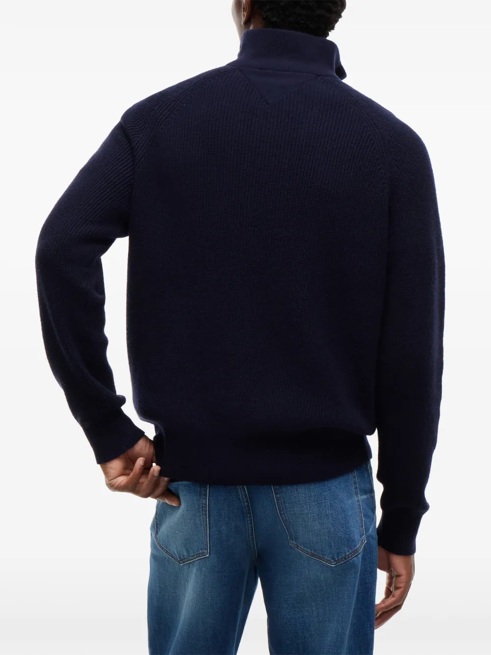 Tommy Hilfiger Ribgebreide trui met kwart rits Blauw