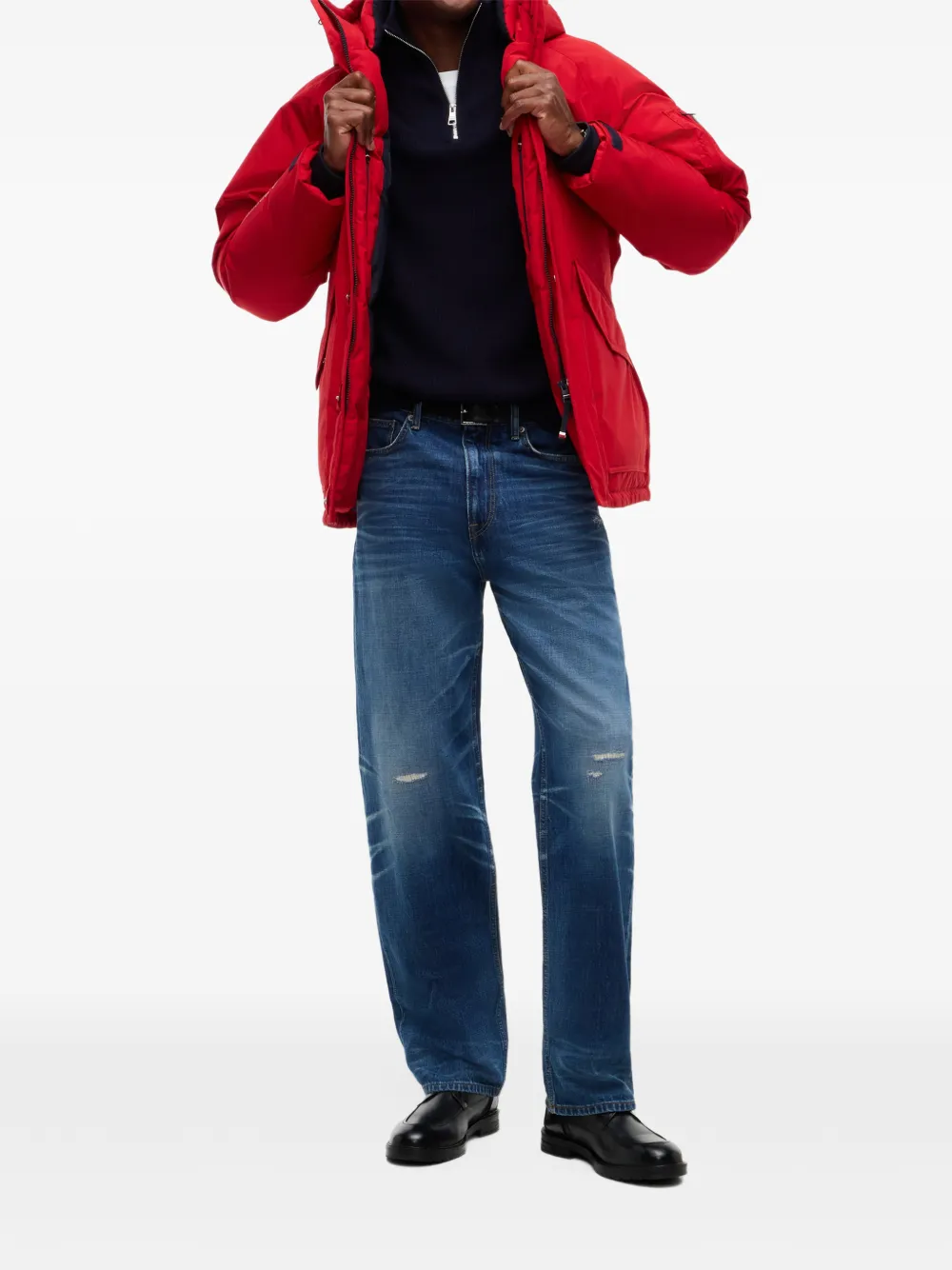Tommy Hilfiger Ribgebreide trui met kwart rits Blauw