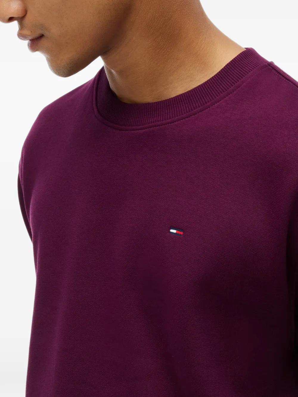 Tommy Hilfiger Trui met geborduurd logo en ronde hals Rood