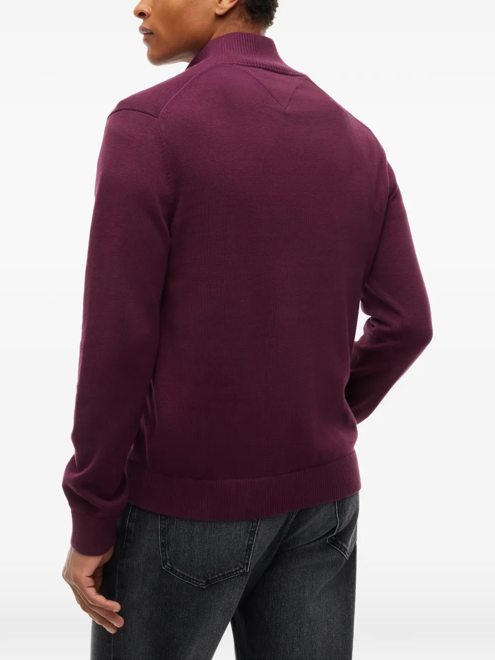 Tommy Hilfiger Gebreide trui met kwartrits Rood
