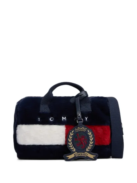 Tommy Hilfiger Mala de mão com pelos e patch de logo