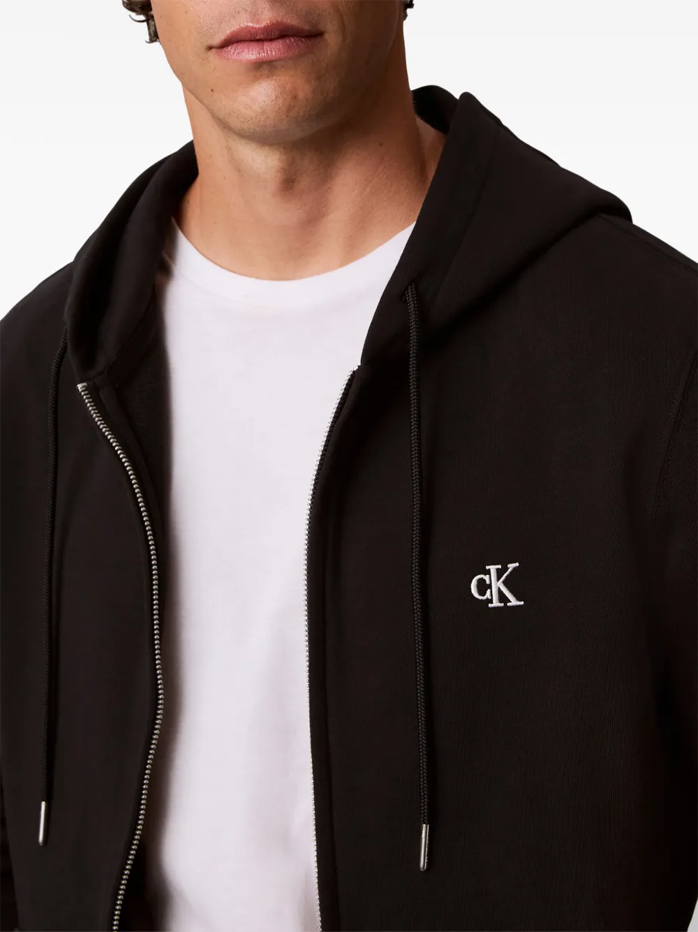 Calvin Klein Jeans Hoodie met logoprint en rits Zwart